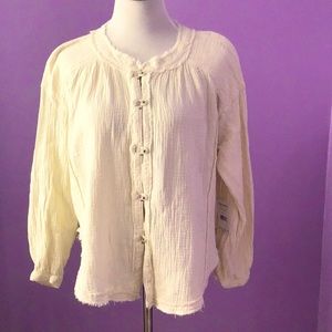 NWT Women’s Size XS?Free People Ivory Pebble Long Sleeve Pullover Top 100%Cotton